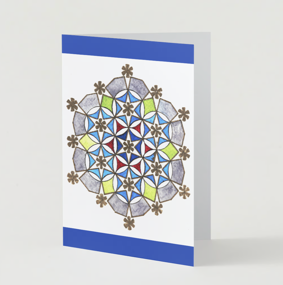 Five-Leaf Flower Design (Blue)